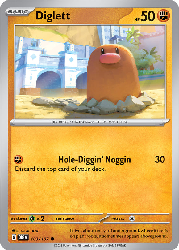 Diglett 103/197 SV Obsidian Flames Common Pokemon Card TCG Near Mint