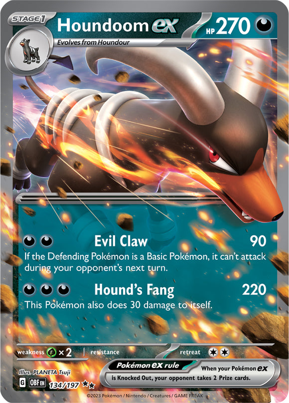 Houndoom ex 134/197 SV Obsidian Flames Double Ultra Rare Pokemon Card TCG Near Mint
