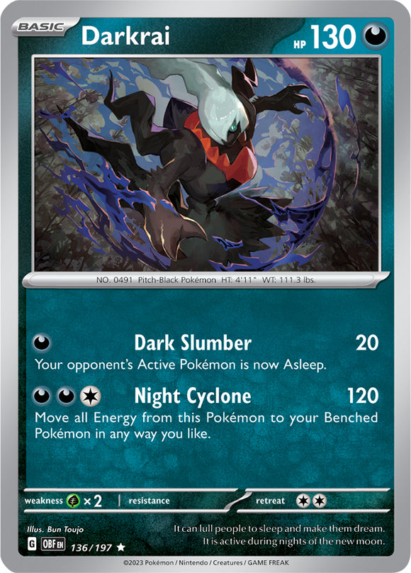 Darkrai 136/197 SV Obsidian Flames Holo Rare Pokemon Card TCG Near Mint