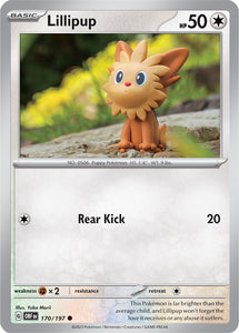 Lillipup 170/197 SV Obsidian Flames Common Pokemon Card TCG Near Mint