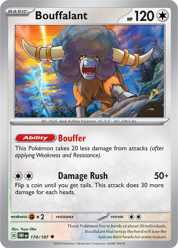 Bouffalant 174/197 SV Obsidian Flames Uncommon Pokemon Card TCG Near Mint