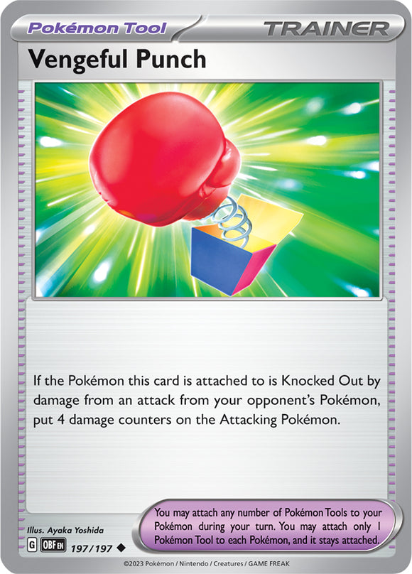 Vengeful Punch 197/197 SV Obsidian Flames Uncommon Trainer Pokemon Card TCG Near Mint
