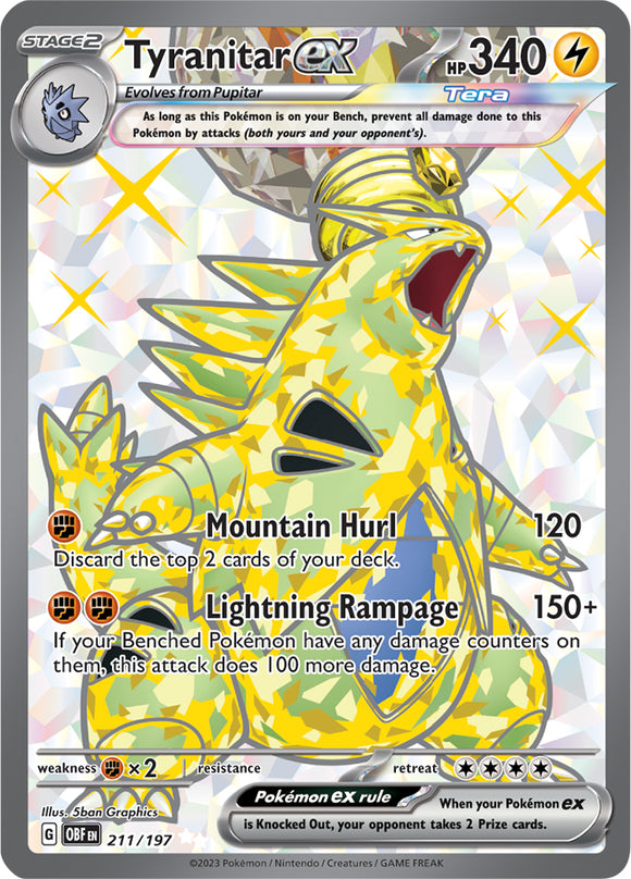 Tyranitar ex 211/197 SV Obsidian Flames Full Art Ultra Rare Pokemon Card TCG Near Mint