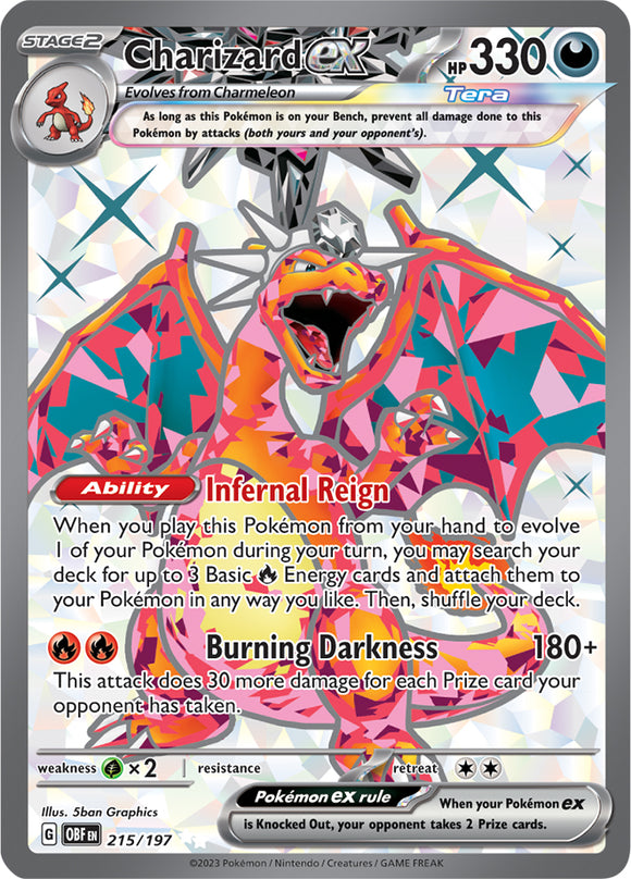 Charizard ex 215/197 SV Obsidian Flames Full Art Ultra Rare Pokemon Card TCG Near Mint