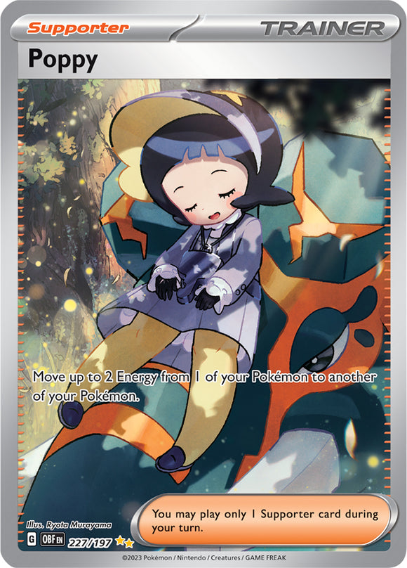 Poppy 227/197 SV Obsidian Flames Full Art Special Illustration Rare Pokemon Card TCG Near Mint