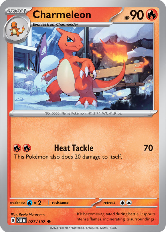 Charmeleon 027/197 SV Obsidian Flames Uncommon Pokemon Card TCG Near Mint