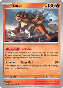 Entei 030/197 SV Obsidian Flames Holo Rare Pokemon Card TCG Near Mint