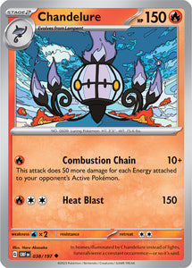 Chandelure 038/197 SV Obsidian Flames Uncommon Pokemon Card TCG Near Mint