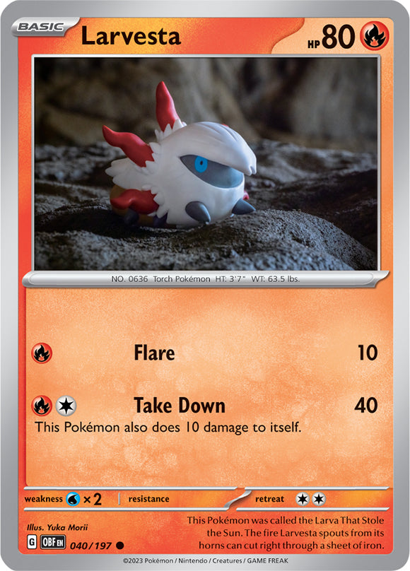 Larvesta 040/197 SV Obsidian Flames Common Pokemon Card TCG Near Mint