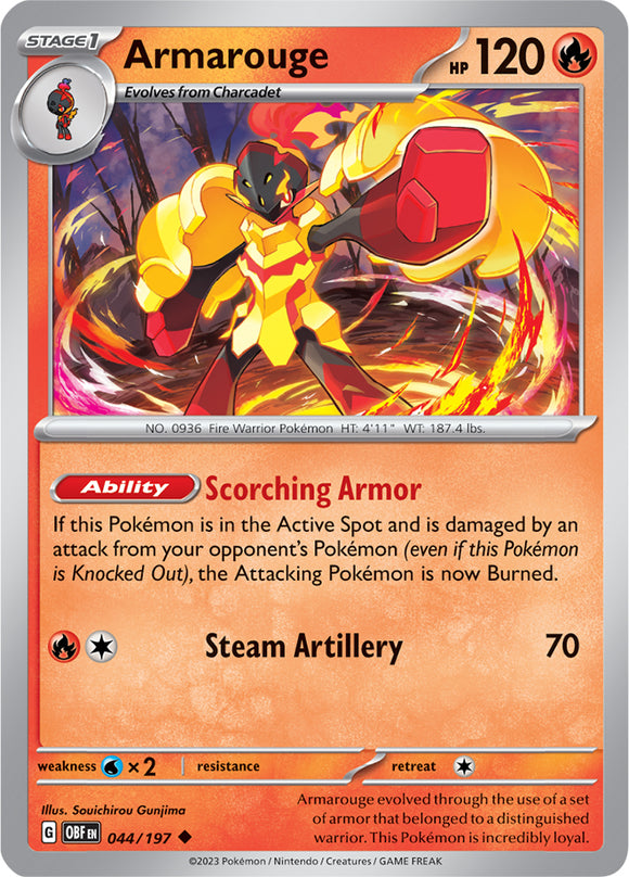 Armarouge 044/197 SV Obsidian Flames Uncommon Pokemon Card TCG Near Mint