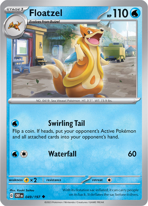 Floatzel 049/197 SV Obsidian Flames Uncommon Pokemon Card TCG Near Mint