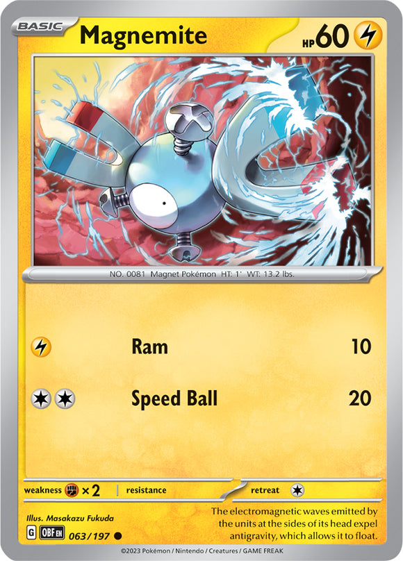 Magnemite 063/197 SV Obsidian Flames Common Pokemon Card TCG Near Mint