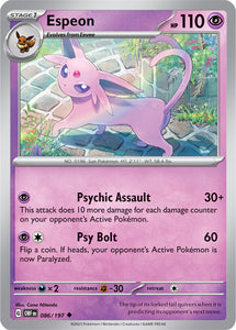 Espeon 086/197 SV Obsidian Flames Uncommon Pokemon Card TCG Near Mint