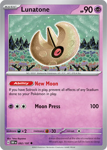 Lunatone 092/197 SV Obsidian Flames Uncommon Pokemon Card TCG Near Mint