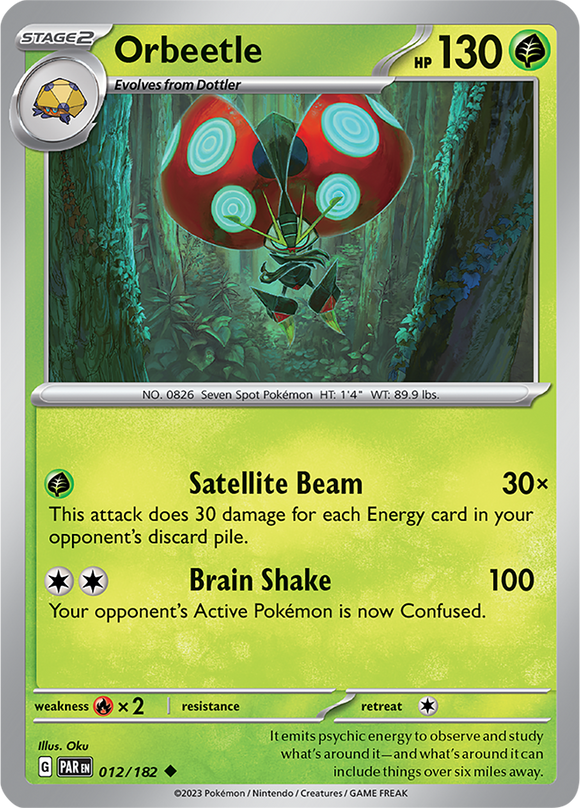 Orbeetle 012/182 SV Paradox Rift Uncommon Pokemon Card TCG Near Mint
