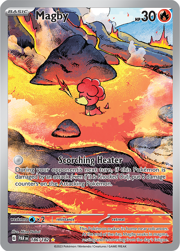Magby 186/182 SV Paradox Rift Full Art Illustration Rare Pokemon Card TCG Near Mint
