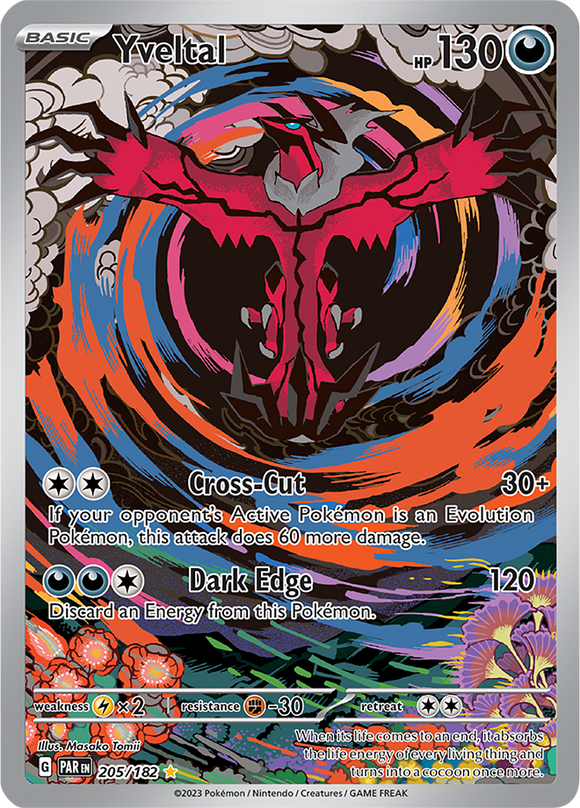 Yveltal 205/182 SV Paradox Rift Full Art Illustration Rare Pokemon Card TCG Near Mint