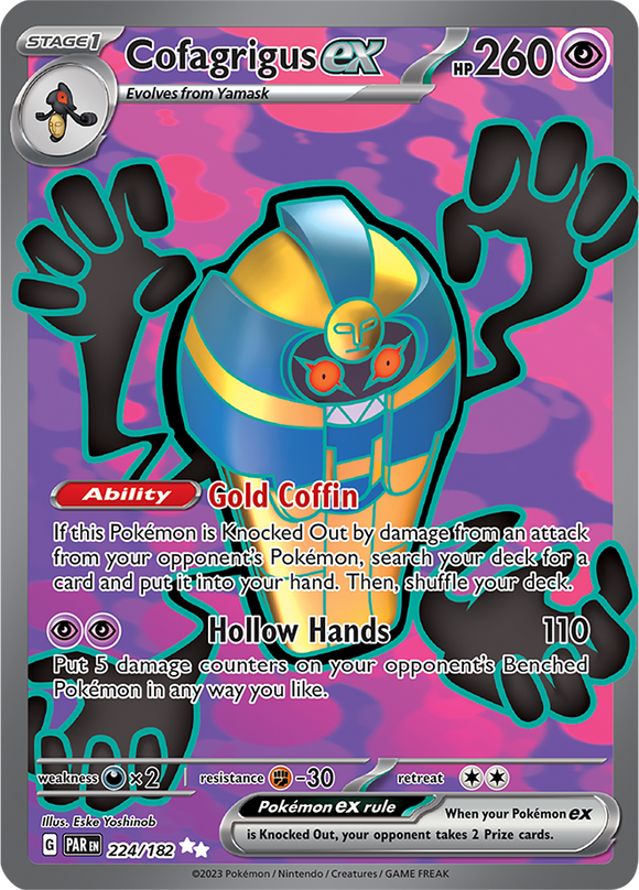 Cofagrigus ex 224/182 SV Paradox Rift Full Art Ultra Rare Pokemon Card TCG Near Mint