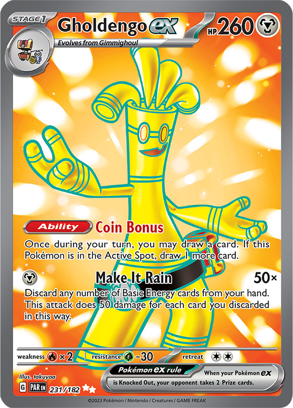 Gholdengo ex 231/182 SV Paradox Rift Full Art Ultra Rare Pokemon Card TCG Near Mint