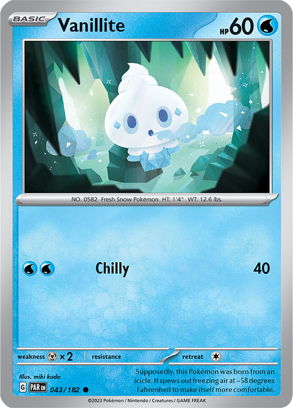 Vanillite 043/182 SV Paradox Rift Common Pokemon Card TCG Near Mint