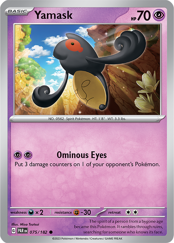 Yamask 075/182 SV Paradox Rift Common Pokemon Card TCG Near Mint