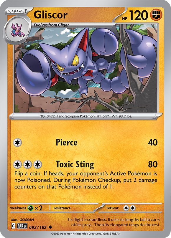 Gliscor 092/182 SV Paradox Rift Uncommon Pokemon Card TCG Near Mint