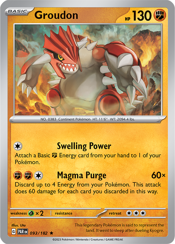 Groudon 093/182 SV Paradox Rift Holo Rare Pokemon Card TCG Near Mint