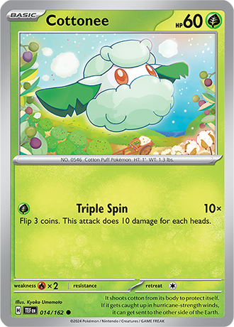 Cottonee 014/162 SV Temporal Forces Common Pokemon Card TCG Near Mint