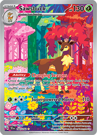 Sawsbuck 166/162 SV Temporal Forces Full Art Illustration Rare Pokemon Card TCG Near Mint