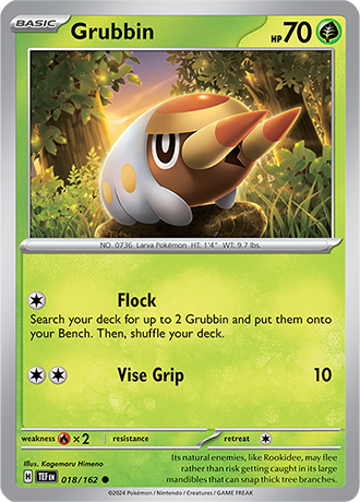 Grubbin 018/162 SV Temporal Forces Common Pokemon Card TCG Near Mint