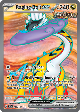 Raging Bolt ex 196/162 SV Temporal Forces Full Art Ultra Rare Pokemon Card TCG Near Mint