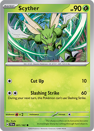 Scyther 001/162 SV Temporal Forces Common Pokemon Card TCG Near Mint