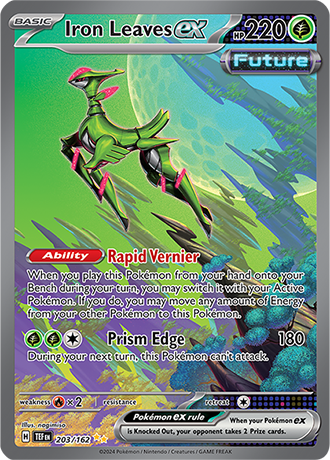 Iron Leaves ex 203/162 SV Temporal Forces Special Illustration Rare Pokemon Card TCG Near Mint