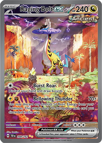 Raging Bolt ex 208/162 SV Temporal Forces Special Illustration Rare Pokemon Card TCG Near Mint