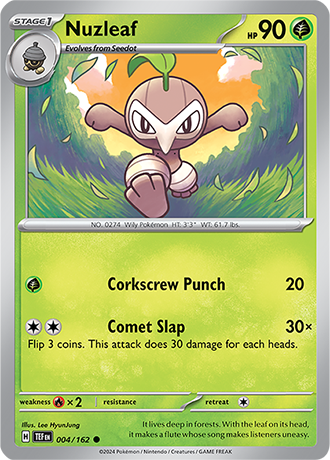 Nuzleaf 004/162 SV Temporal Forces Common Pokemon Card TCG Near Mint