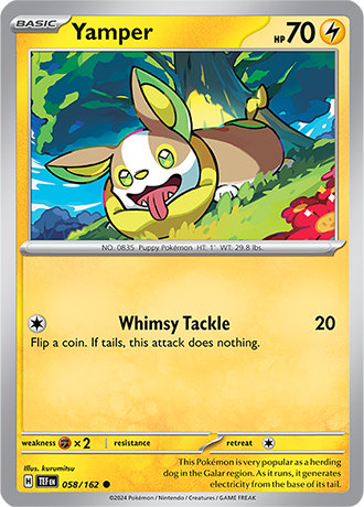 Yamper 058/162 SV Temporal Forces Common Pokemon Card TCG Near Mint