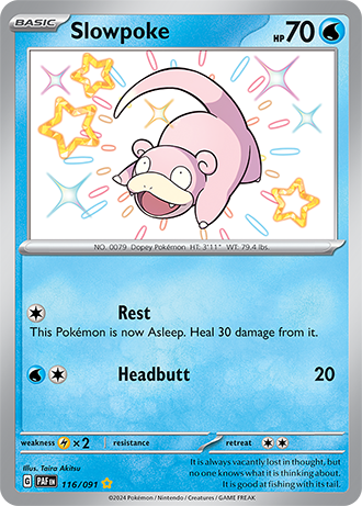 Slowpoke 116/091 SV Paldean Fates Shiny Rare Pokemon Card TCG Near Mint