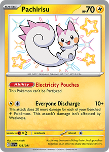 Pachirisu 138/091 SV Paldean Fates Shiny Rare Pokemon Card TCG Near Mint