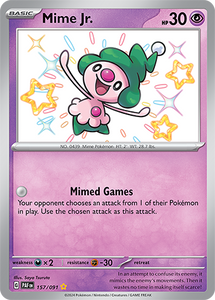 Mime Jr. 157/091 SV Paldean Fates Shiny Rare Pokemon Card TCG Near Mint