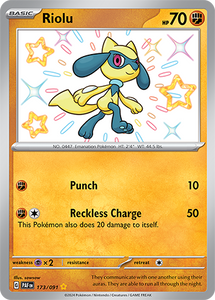Riolu 173/091 SV Paldean Fates Shiny Rare Pokemon Card TCG Near Mint
