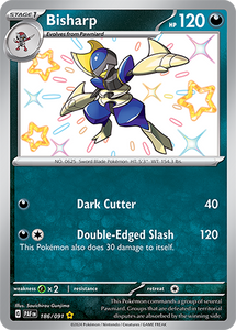 Bisharp 186/091 SV Paldean Fates Shiny Rare Pokemon Card TCG Near Mint