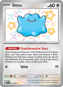 Ditto 201/091 SV Paldean Fates Shiny Rare Pokemon Card TCG Near Mint