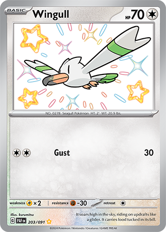 Wingull 203/091 SV Paldean Fates Shiny Rare Pokemon Card TCG Near Mint
