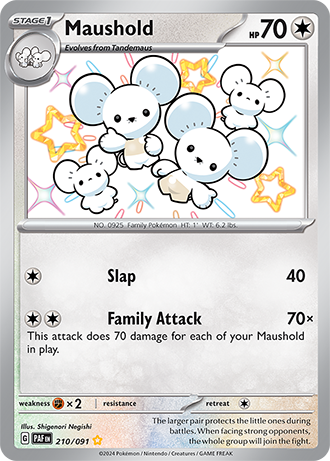 Maushold 210/091 SV Paldean Fates Shiny Rare Pokemon Card TCG Near Mint