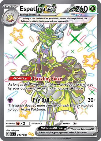 Espathra ex 214/091 SV Paldean Fates Shiny Ultra Rare Pokemon Card TCG Near Mint