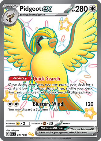 Pidgeot ex 221/091 SV Paldean Fates Shiny Ultra Rare Pokemon Card TCG Near Mint