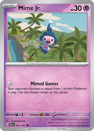 Mime Jr. 031/091 SV Paldean Fates Common Pokemon Card TCG Near Mint