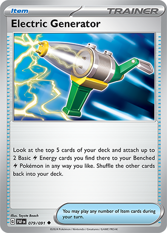 Electric Generator 079/091 SV Paldean Fates Uncommon Trainer Pokemon Card TCG Near Mint