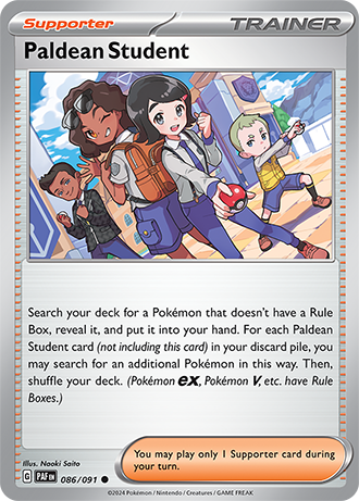 Paldean Student 086/091 SV Paldean Fates Common Trainer Pokemon Card TCG Near Mint