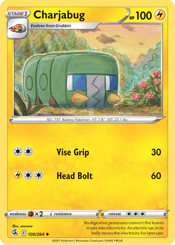 Charjabug 100/264 SWSH Fusion Strike Uncommon Pokemon Card TCG Near Mint